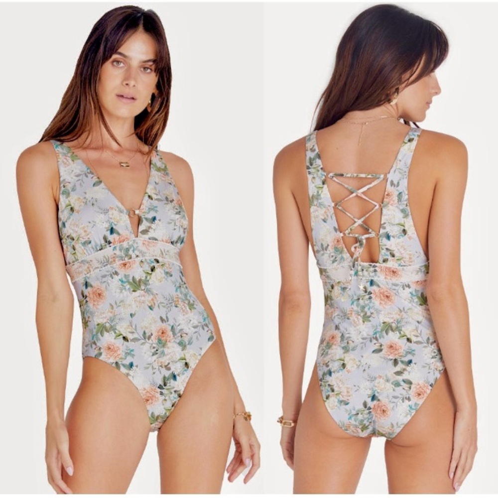 Aqua Blu Floral One Piece Swimsuit
